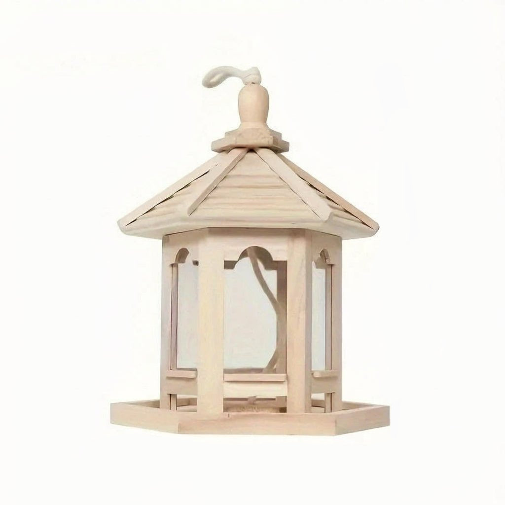 Wooden Hanging Bird Feeder with Hook