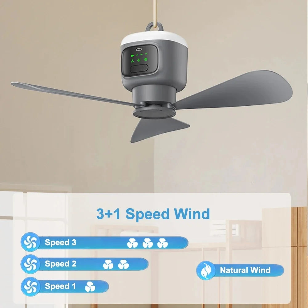 12000mAh Camping Fan with LED Light