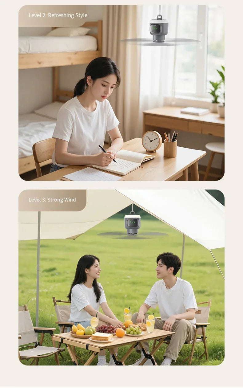 12000mAh Camping Fan with LED Light