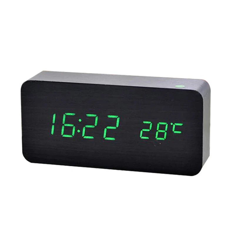 Digital Wooden Alarm Clock With LED Display