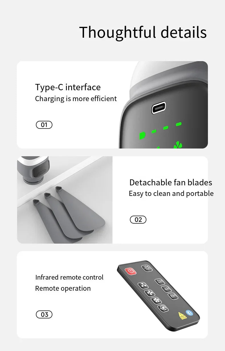 12000mAh Camping Fan with LED Light