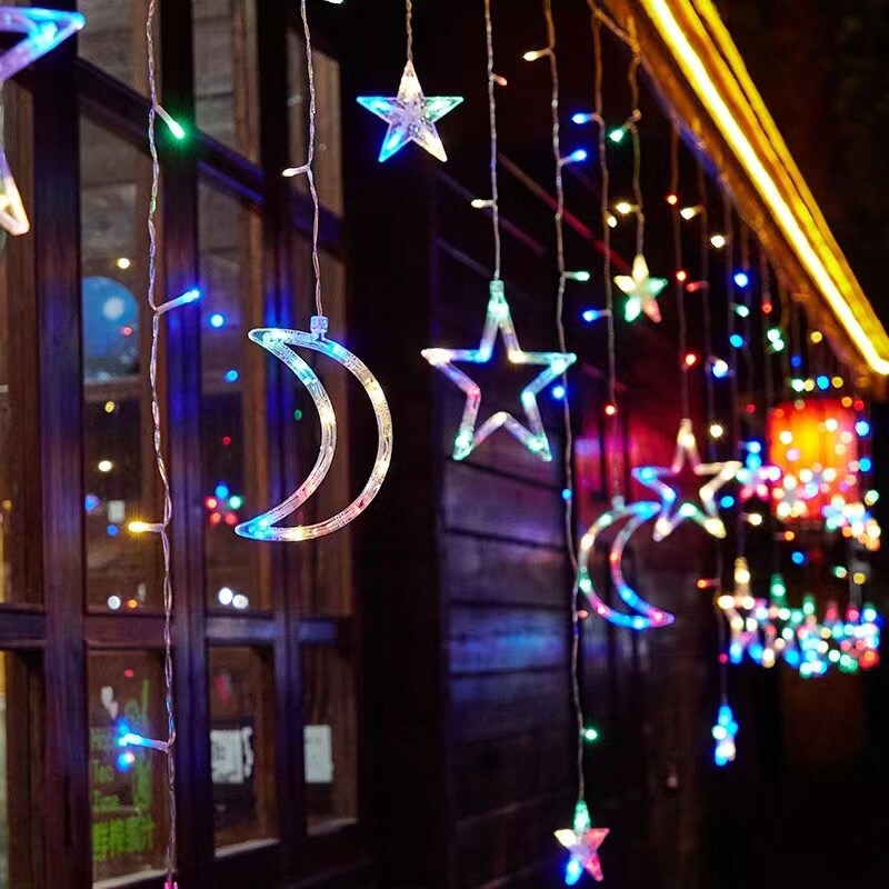 Star And Moon String Lights With LED For Garden, Patio And Balcony Decoration