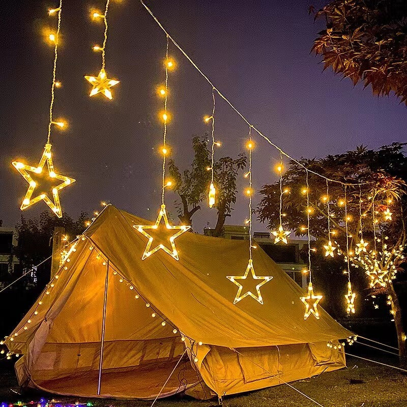 Star And Moon String Lights With LED For Garden, Patio And Balcony Decoration