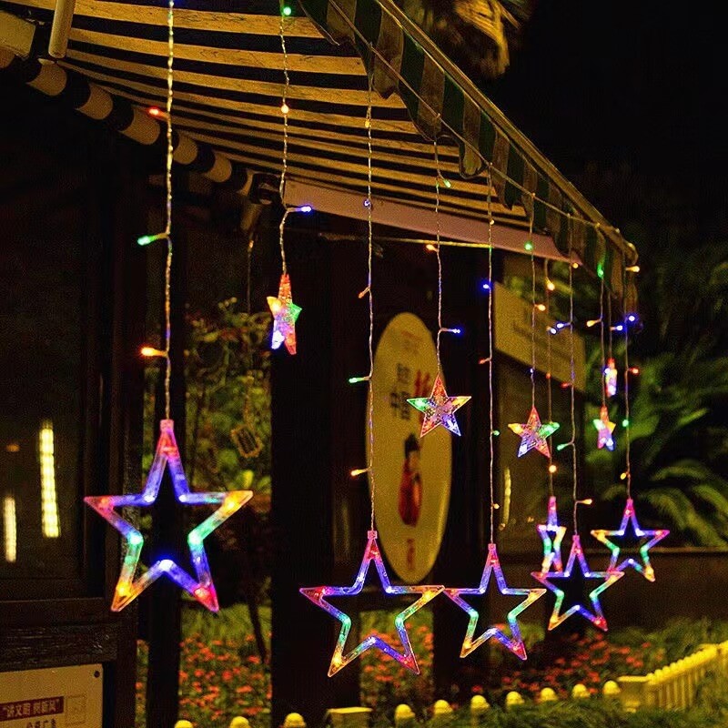 Star And Moon String Lights With LED For Garden, Patio And Balcony Decoration