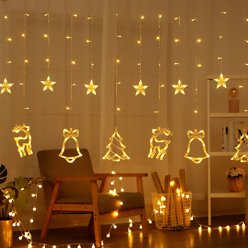 Star And Moon String Lights With LED For Garden, Patio And Balcony Decoration