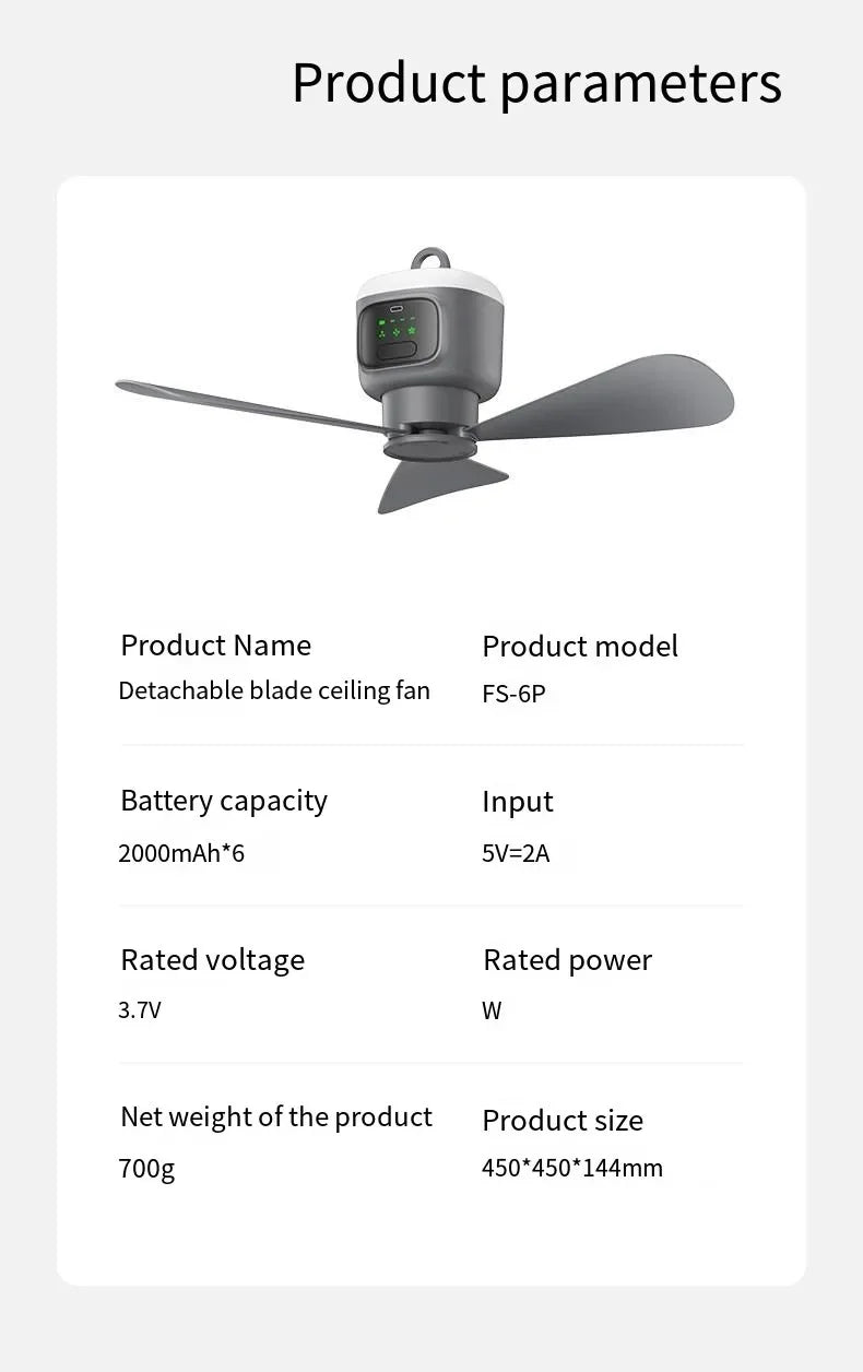 12000mAh Camping Fan with LED Light