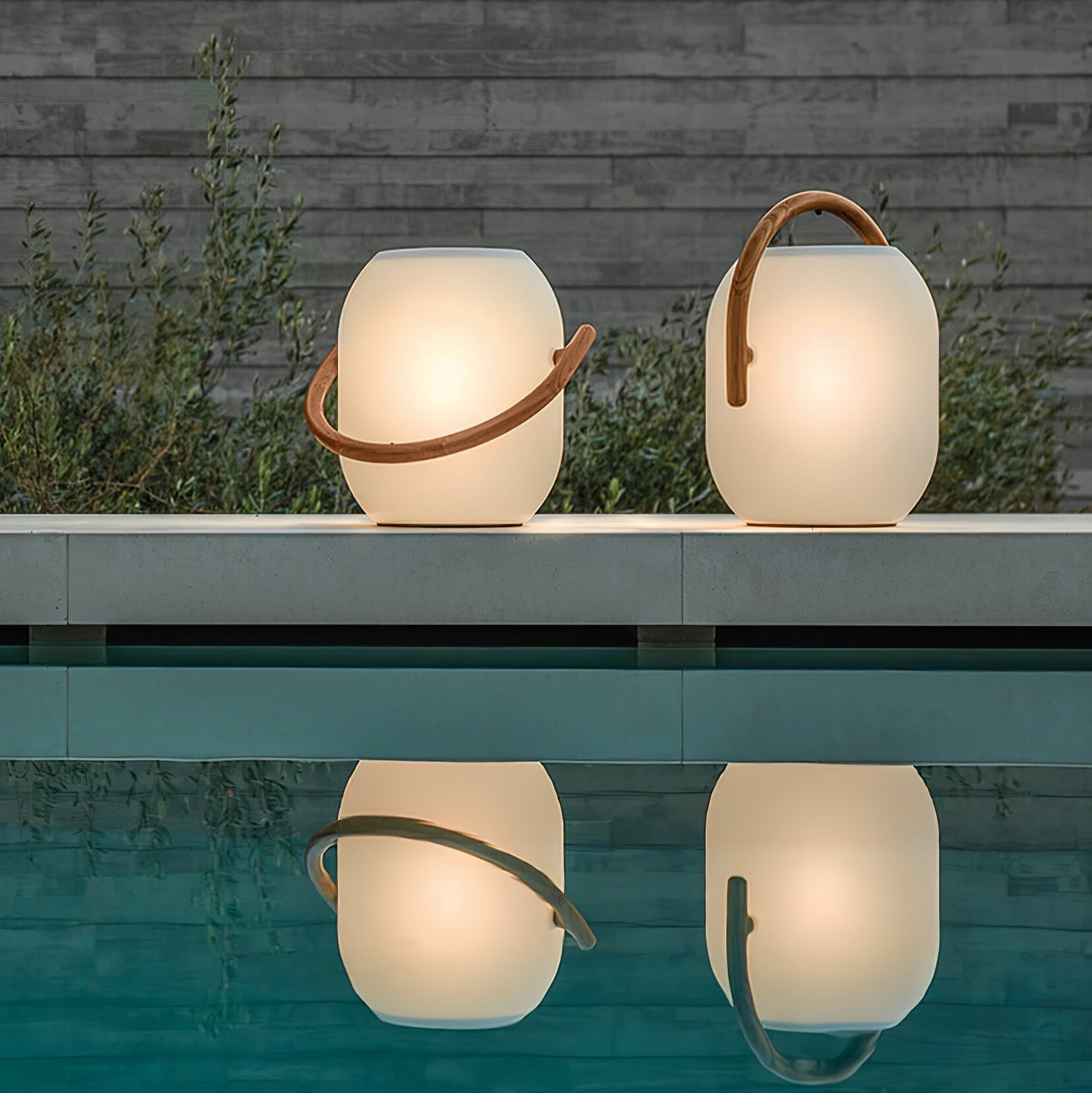 Outdoor Lantern Cordless Wood Handle LED Waterproof IP65 Patio Garden Home
