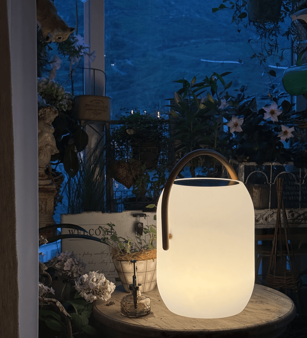 Outdoor Lantern Cordless Wood Handle LED Waterproof IP65 Patio Garden Home