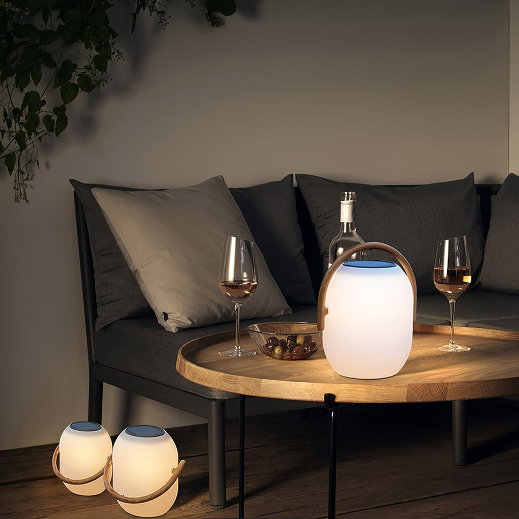 Outdoor Lantern Cordless Wood Handle LED Waterproof IP65 Patio Garden Home