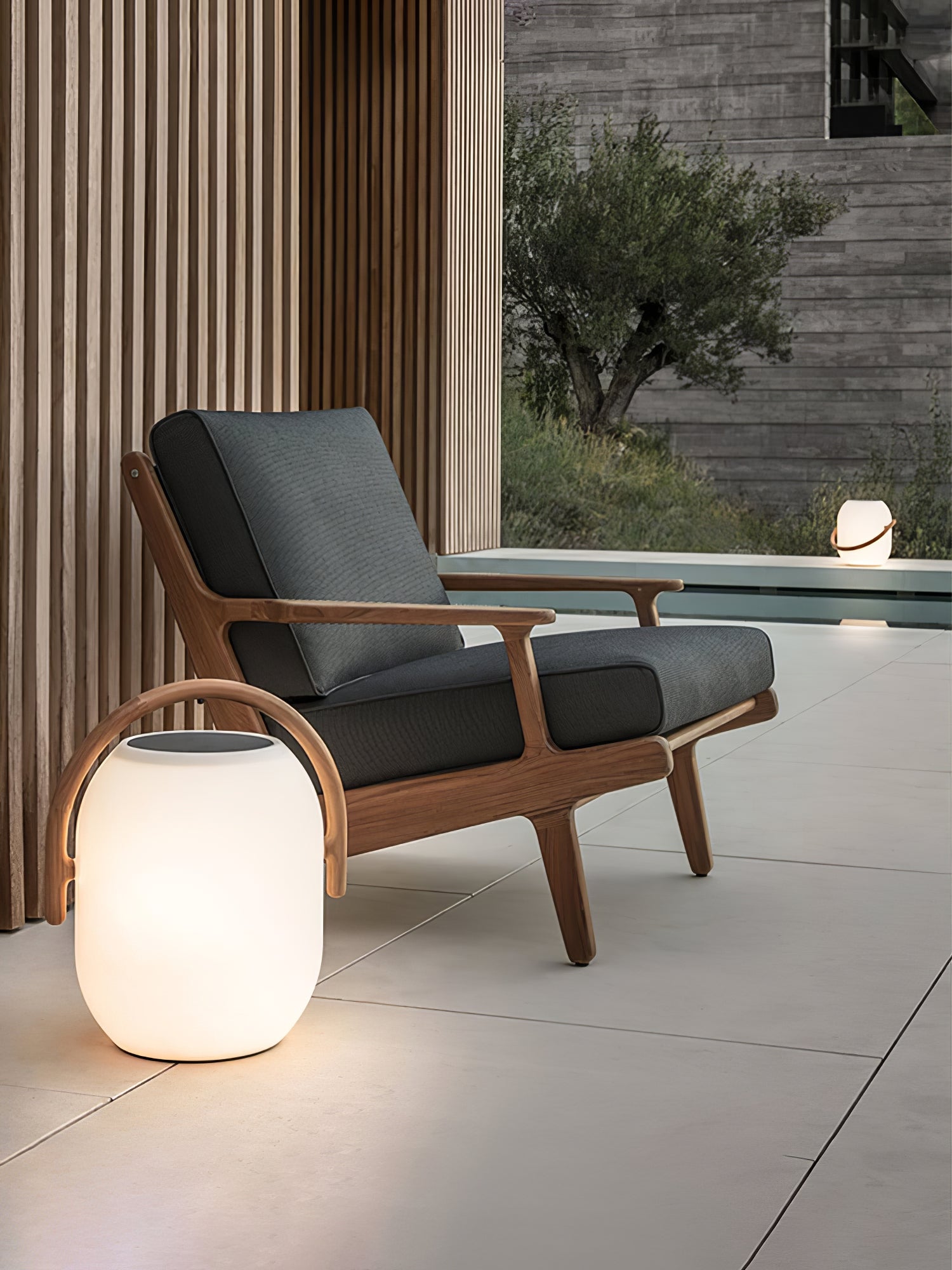 Outdoor Lantern Cordless Wood Handle LED Waterproof IP65 Patio Garden Home