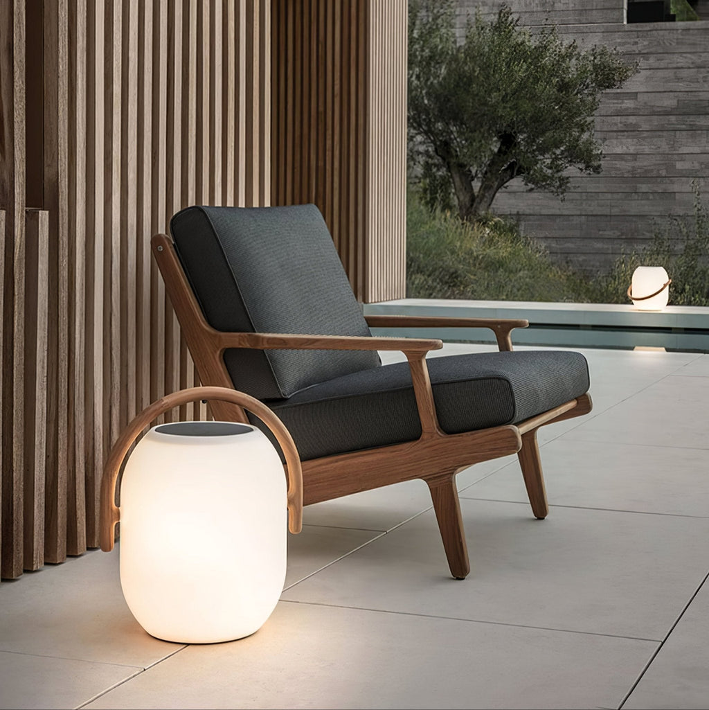 Outdoor Lantern Cordless Wood Handle LED Waterproof IP65 Patio Garden Home