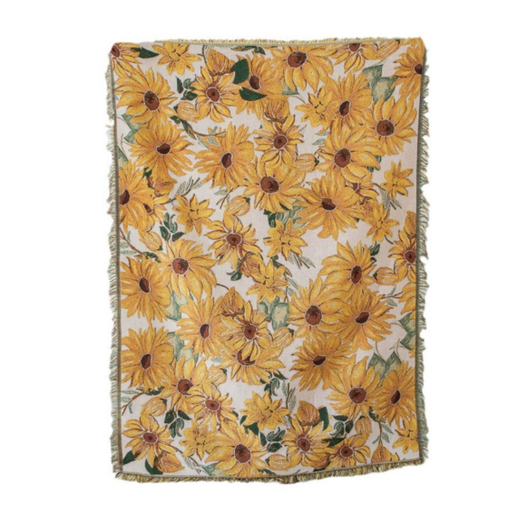 Lightweight Picnic Blanket - Floral Jacquard Pattern
