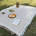 Woven Picnic Blanket with Decorative Tassels - Lightweight for Outdoor