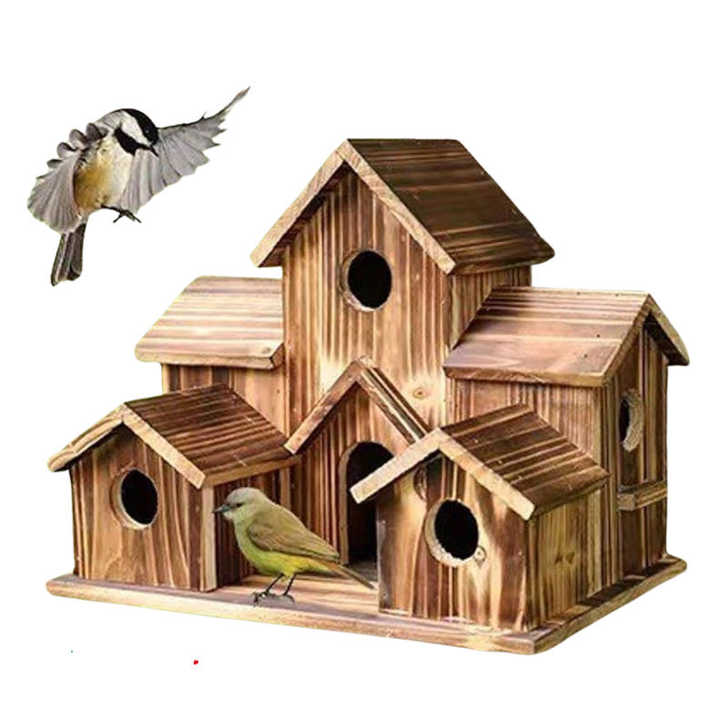Wooden Bird House, Hanging Bird Feeder Villa For Outdoor Garden & Yard,