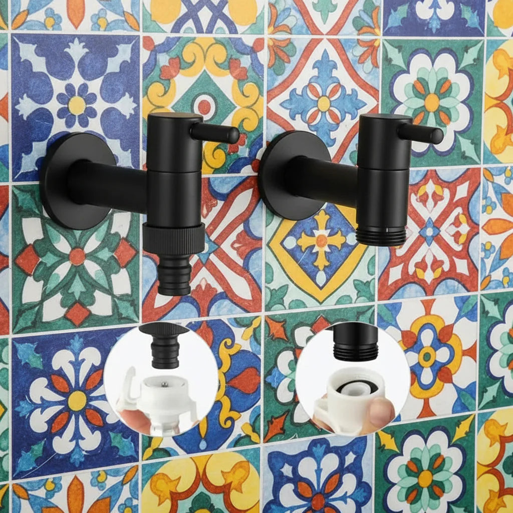 Black Wall Mounted Outdoor Tap