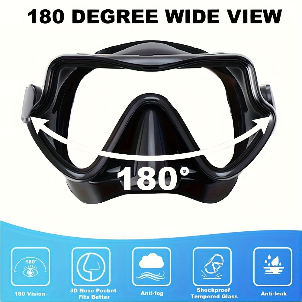 Anti-Leak Snorkel and Mask Set with Wide View