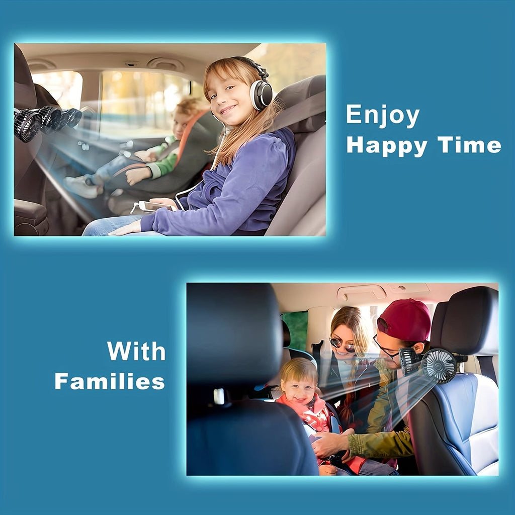 12V Dual-Head Car Cooling Fan with 360-Degree Rotation