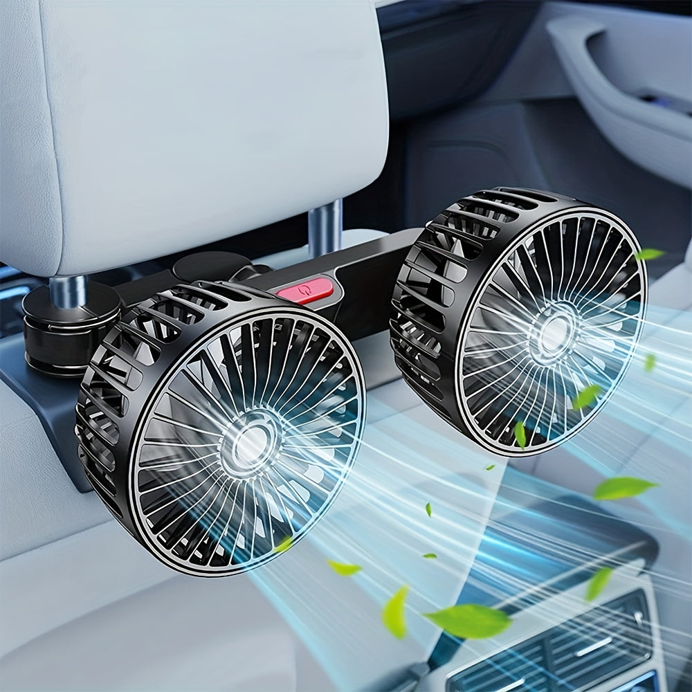 12V Dual-Head Car Cooling Fan with 360-Degree Rotation
