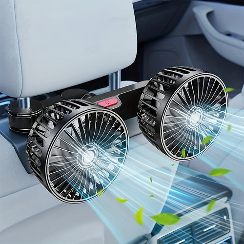 12V Dual-Head Car Cooling Fan with 360-Degree Rotation