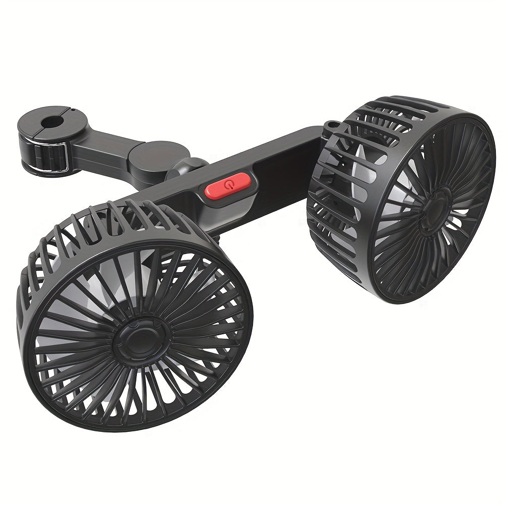 12V Dual-Head Car Cooling Fan with 360-Degree Rotation