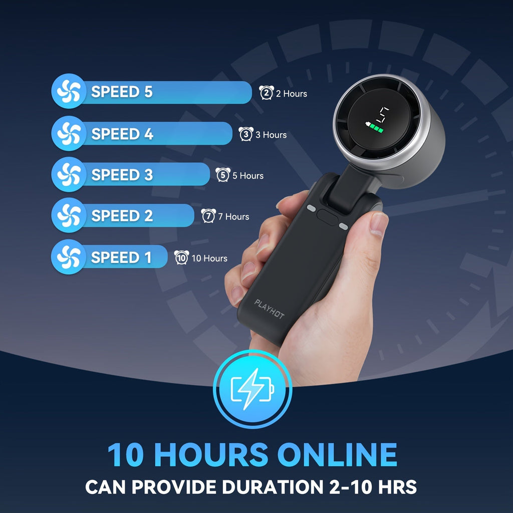 Five-Speed Turbo Handheld Fan with LED Light