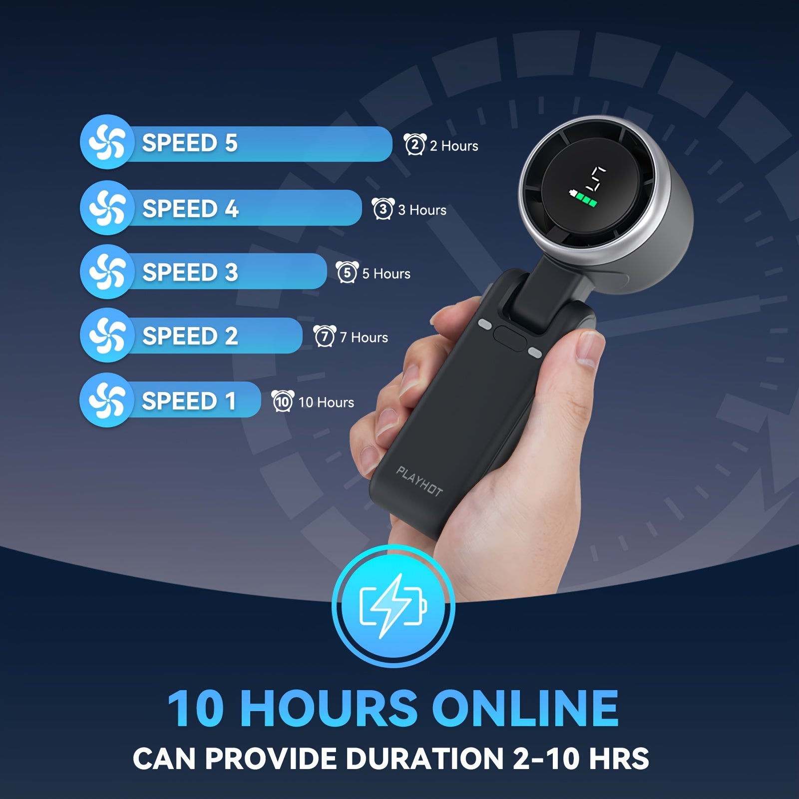 Five-Speed Turbo Handheld Fan with LED Light