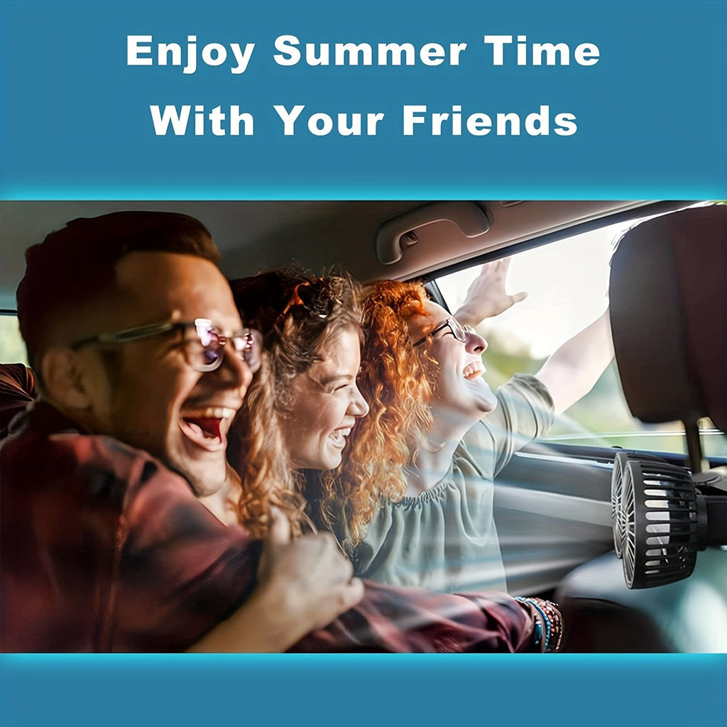 12V Dual-Head Car Cooling Fan with 360-Degree Rotation