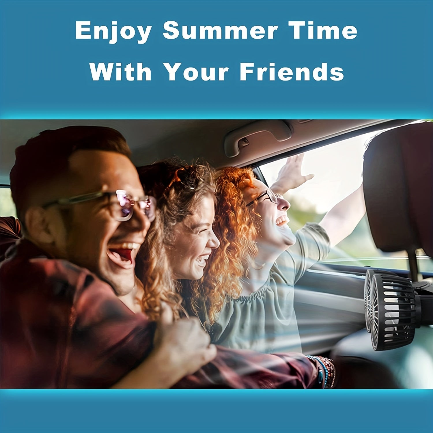 12V Dual-Head Car Cooling Fan with 360-Degree Rotation