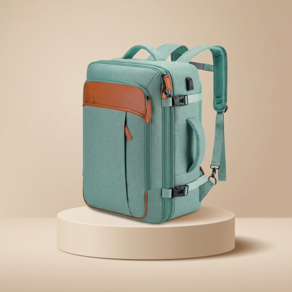 Carry-On Backpack with Shoe Compartment, USB Charging Port & Laptop Sleeve