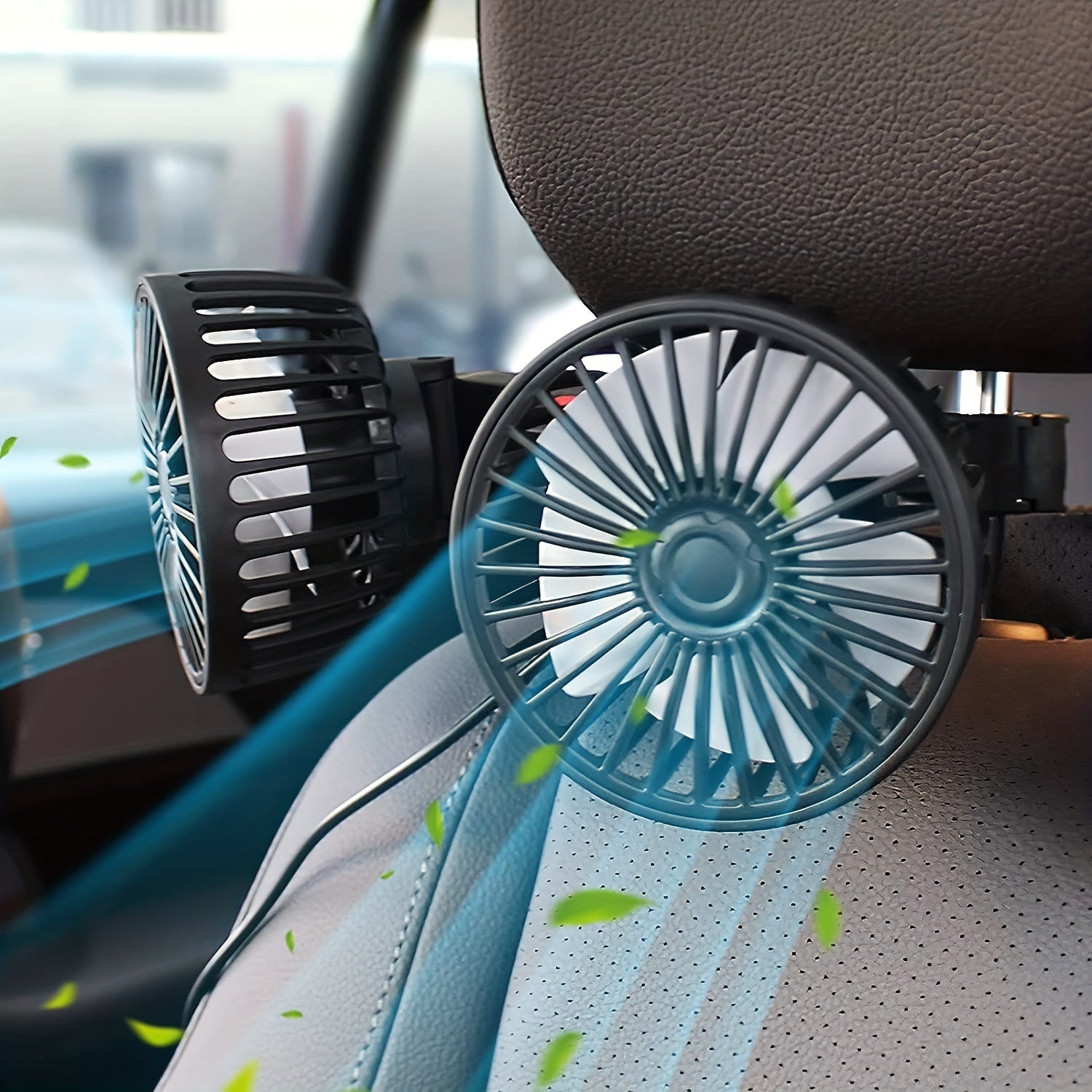 12V Dual-Head Car Cooling Fan with 360-Degree Rotation