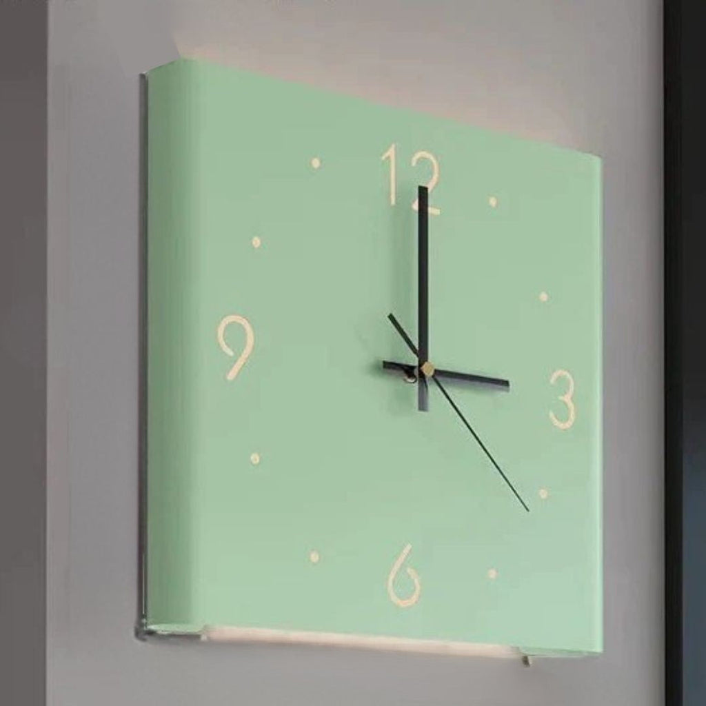 Double Sided Square Wall Clock With Light
