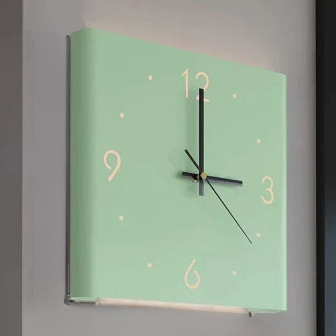 Double Sided Square Wall Clock With Light