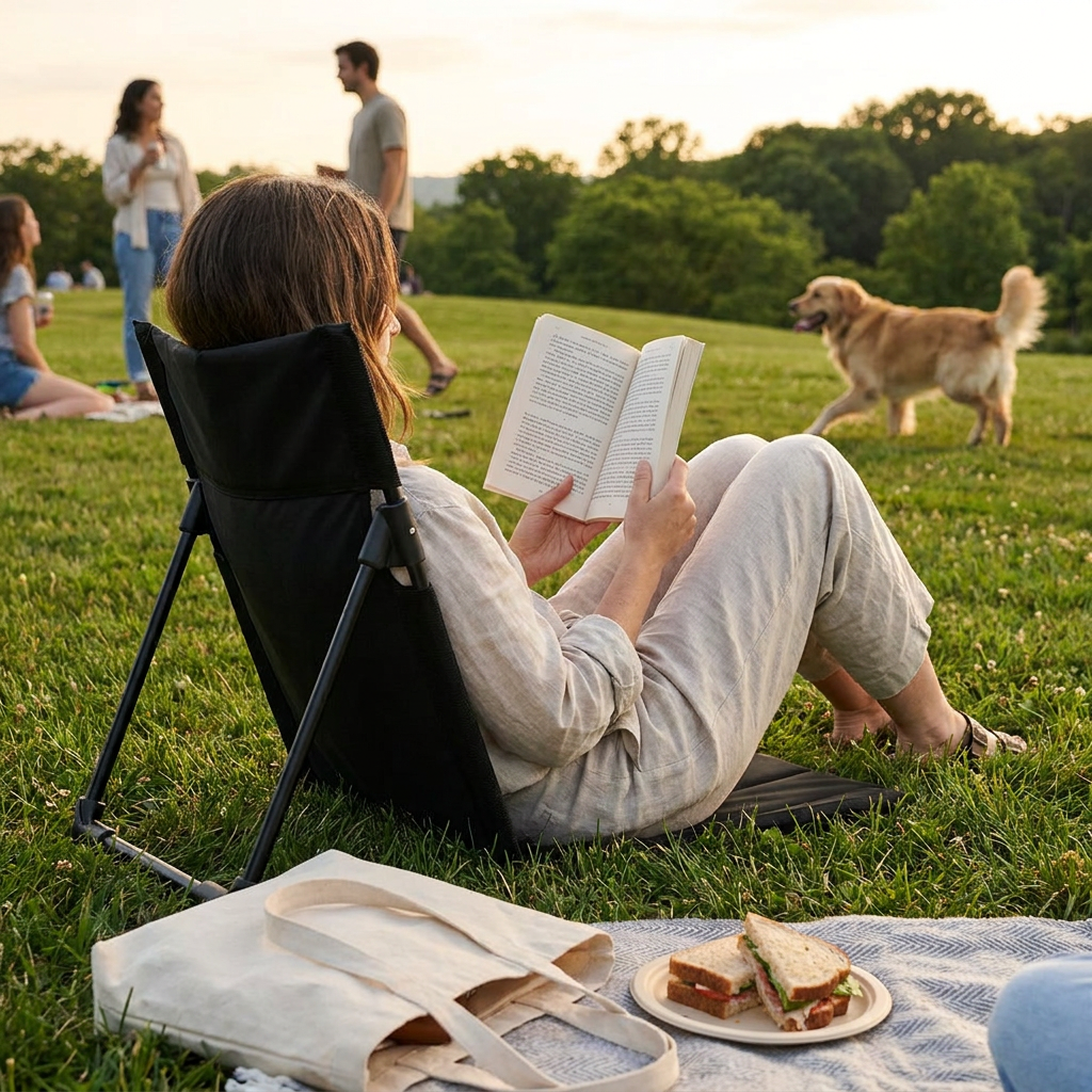 Lightweight Folding Camping Chair with Backrest
