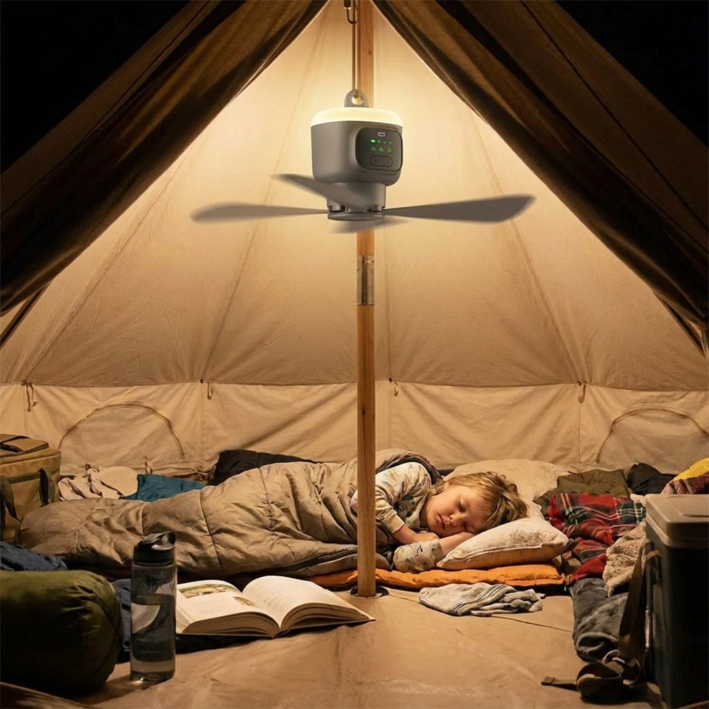 12000mAh Camping Fan with LED Light