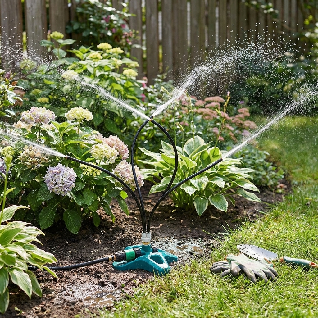Freestanding Patio Misting System with Adjustable Nozzles