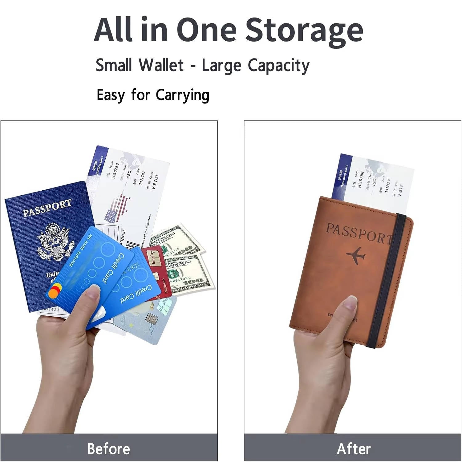 Travel Passport Wallet with Card Slots