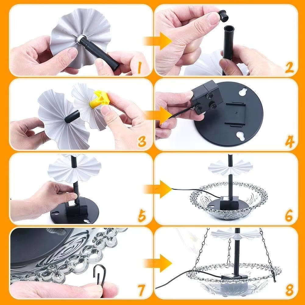 Solar Hanging Bird Bath Fountain with Automatic Pump