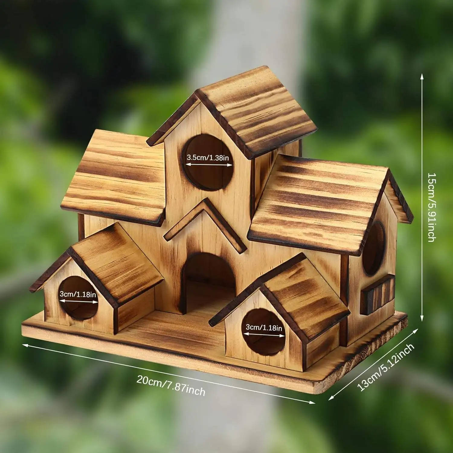Wooden Bird House, Hanging Bird Feeder Villa For Outdoor Garden & Yard,