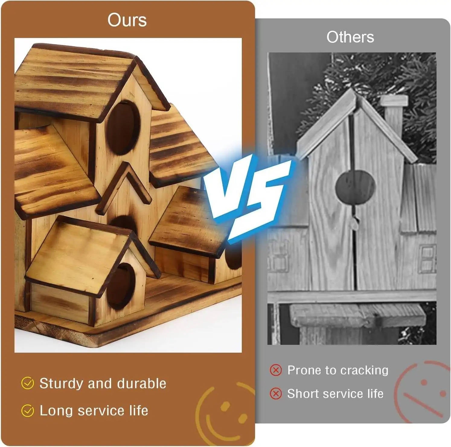 Wooden Bird House, Hanging Bird Feeder Villa For Outdoor Garden & Yard,