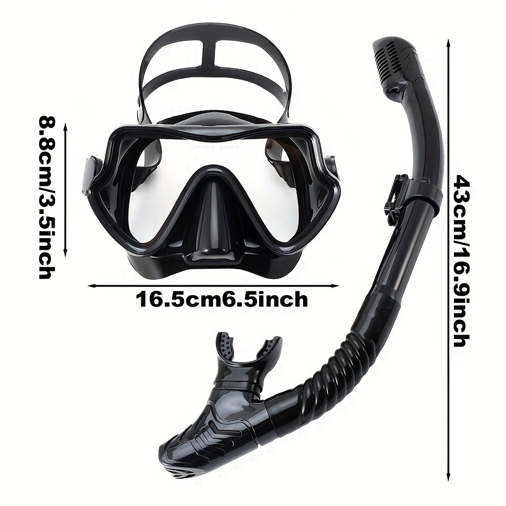 Anti-Leak Snorkel and Mask Set with Wide View