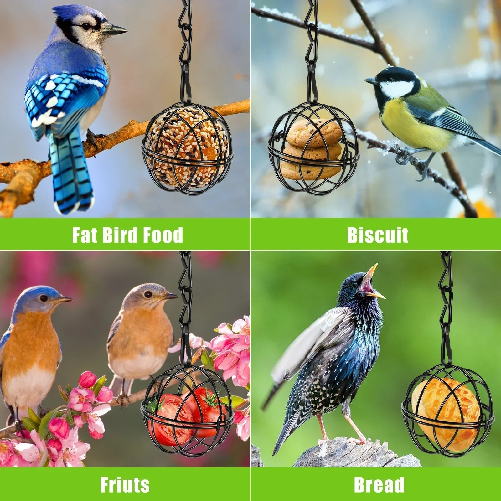 Metal Bird Feeder Set for Garden and Balcony