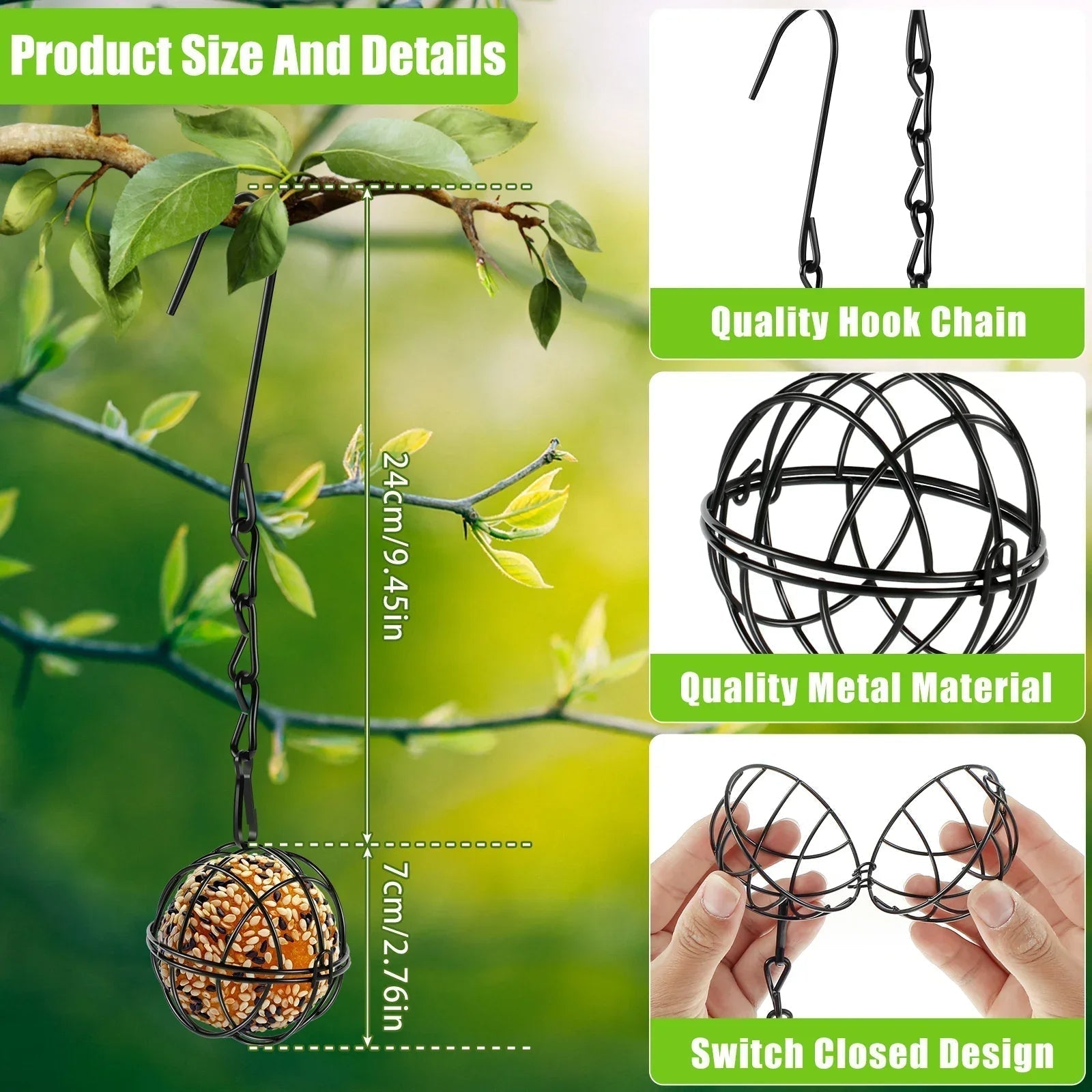 Metal Bird Feeder Set for Garden and Balcony