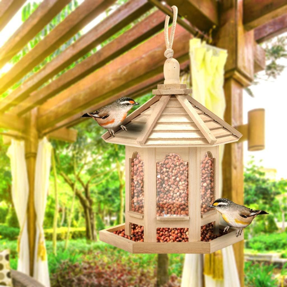 Transparent Wooden Bird Feeder