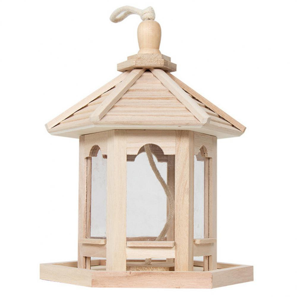 Transparent Wooden Bird Feeder