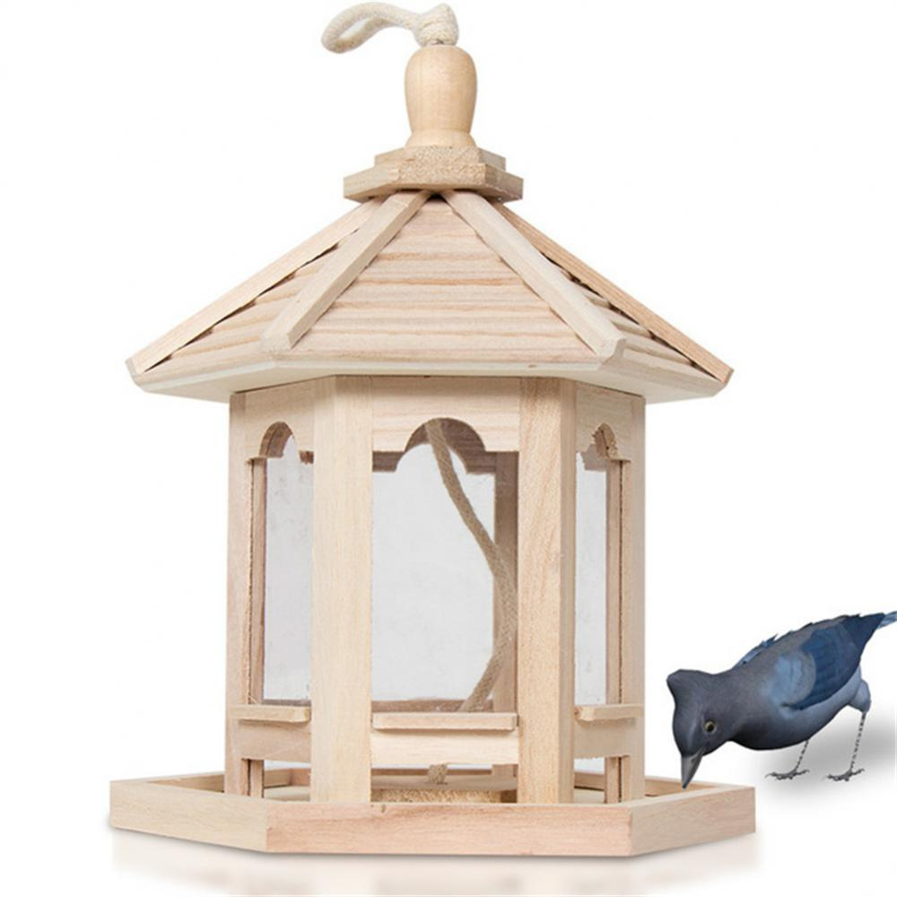 Transparent Wooden Bird Feeder
