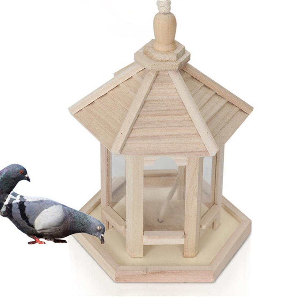 Transparent Wooden Bird Feeder