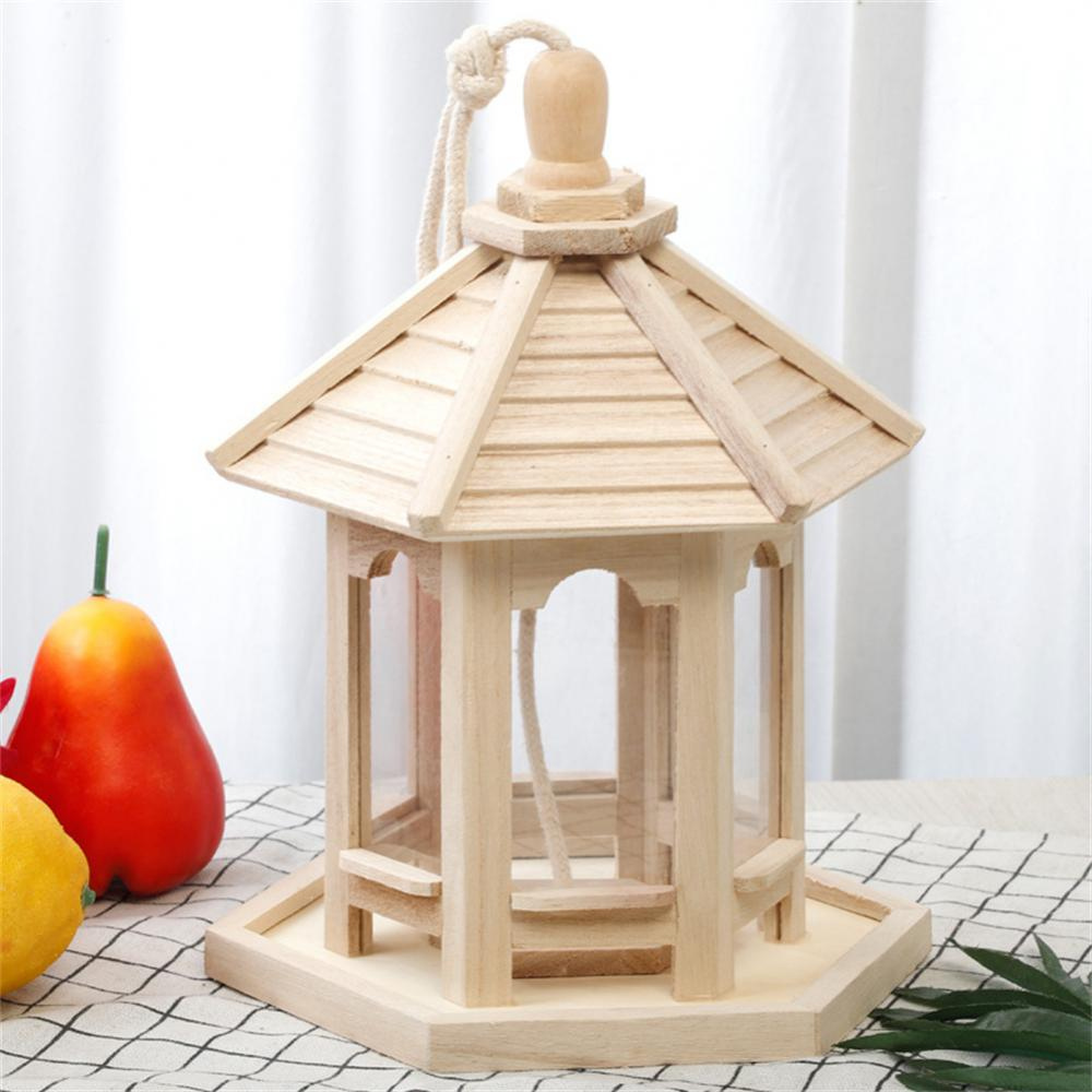 Transparent Wooden Bird Feeder