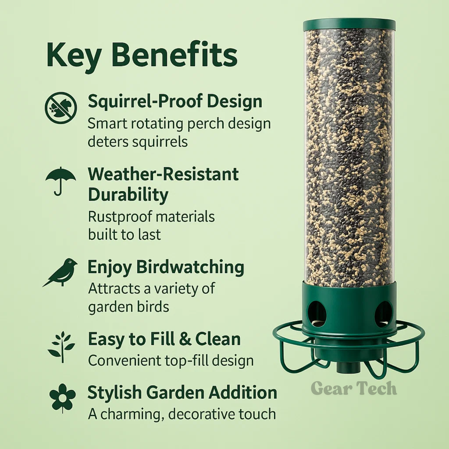 Squirrel-Resistant Metal Bird Feeder