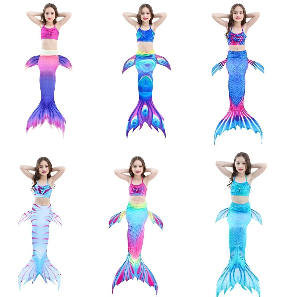 Kids Mermaid Swimsuit and Beach Costume Set
