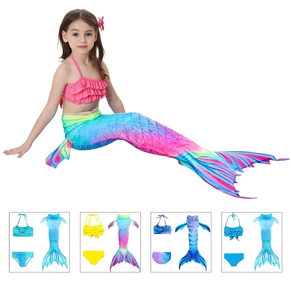 Kids Mermaid Swimsuit and Beach Costume Set